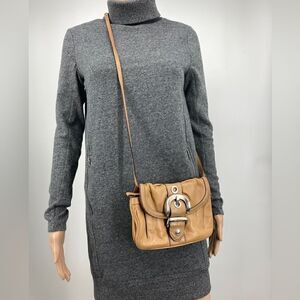 B.Makowsky Mustard Genuine Leather Crossbody/Shoulder Bag